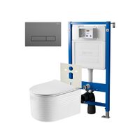 Сет: Система инсталляции Point, Клавиша Меркурий графит PN44831GM + Унитаз Омега PN41902 арт-PN48268GM — фото 1, Комплекты унитаз + инсталляция