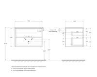 База подвесная под раковину с двумя выдвижными ящиками CEZARES BELLAGIO 54714 Bianco opaco — фото 2, Тумбы под раковину