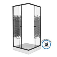 Душевой уголок Niagara Eco NG-008-14Q BLACK (80х80х195) низкий поддон(13см),черный,стекло мозаика,2  — фото 1, Душевые уголки