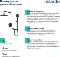 Товар: Душевая система Milardo Rora RORBL02M67 Черная матовая - фото 7 Душевая система Milardo Rora RORBL02M67 Черная матовая — фото 7, Душевые системы