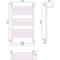 Водяной полотенцесушитель Сунержа Богема+ 800х500 00-0223-8050 с полкой Хром — фото 6, Водяные полотенцесушители
