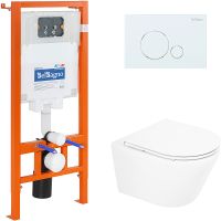 Комплект унитаза с инсталляцией BelBagno Tre BB8001CHR/SC/BB002-80/BB014-SR-BIANCO с сиденьем Микрол — фото 1, Комплекты унитаз + инсталляция