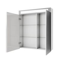 Шкаф зеркальный UNI, 70 см, 2 дверцы, 4 стеклянные полки, с подсветкой и выключателем, белый — фото 3, Шкафы для ванной