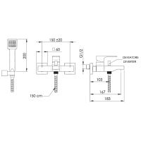 Смеситель для ванны Remer Absolute Черный брашированный хром арт-AU02CFP — фото 2, Смеситель для ванны