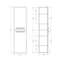 Шкаф подвесной CEZARES ECO-1500-2A-SC-BO — фото 2, Шкафы для ванной