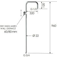 Душевая штанга Remer 329X Хром — фото 2, Штанги для душа
