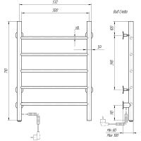 Товар: Электрический полотенцесушитель Domoterm Аврора DMT 109-5 50x71 EK L Хром - фото 2 Электрический полотенцесушитель Domoterm Аврора DMT 109-5 50x71 EK L Хром — фото 2, Электрические полотенцесушители