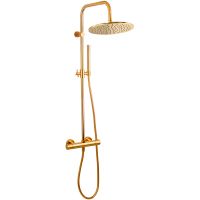 Душевая система Remer Elegance EQ32X7MMM30DO с термостатом Золото глянцевое — фото 1, Душевые стойки