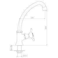Товар: Кран для одного типа воды Rossinka Q02-60U Хром - фото 2 Кран для одного типа воды Rossinka Q02-60U Хром — фото 2, Краны