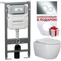 Комплект унитаза с инсталляцией Ceramicanova Play CN3001_1001CH_1000 с сиденьем Микролифт и клавишей — фото 1, Комплекты унитаз + инсталляция
