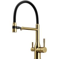 Смеситель для кухни Sancos Garda SC4009BG Золото брашированное Черный — фото 1, Смесители для кухни