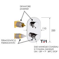 Смеситель для душа Remer Minimal Thermo NT92KBBO с термостатом Белый матовый — фото 2, Смеситель для душа