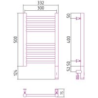 Электрический полотенцесушитель Сунержа Богема 3.0 прямая 500x300 R 15-5805-5030 Темный титан муар — фото 3, Электрические полотенцесушители
