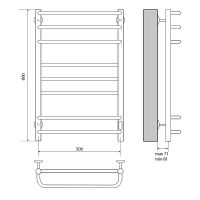 Электрический полотенцесушитель Melodia della vita Fusion Ferrum 50х80 П8 MTRFEF5080bk Черный — фото 2, Электрические полотенцесушители