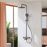 Душевая система Raglo R20.26.09 с термостатом Графит матовый — фото 14, Душевые стойки