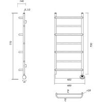 Электрический полотенцесушитель Domoterm Орфей П7 400x700 АБР ER Античная бронза — фото 2, Электрические полотенцесушители