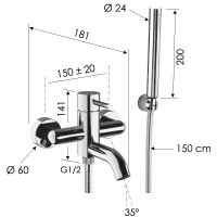 Смеситель для ванны Remer X-Style X02BG Золото брашированное — фото 2, Смеситель для ванны