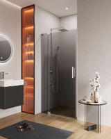 Душевая дверь в нишу CEZARES SLIDER-B-1-100/110-GRIGIO-Cr — фото 1, Распашные душевые двери