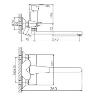 Товар: Смеситель для ванны Haiba универсальный Хром арт-HB2270 - фото 2 Смеситель для ванны Haiba универсальный Хром арт-HB2270 — фото 2, Смеситель для ванны