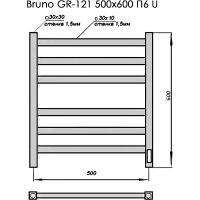 Электрический полотенцесушитель Grois Bruno GR-121 50/60 П6 9003 U Белый матовый — фото 2, Электрические полотенцесушители