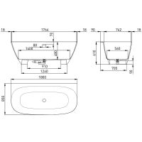 Ванна из искусственного камня Salini Sofia Wall 180х85 102523M Белая матовая — фото 6, Ванны из искусственного камня