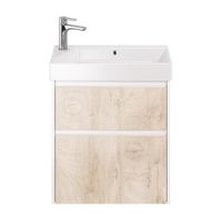 Тумба SLIM, 65 см, подвесная/напольная, 2 ящика, белый глянец / дуб кантри — фото 4, Тумбы под раковину