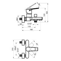 Смеситель для ванны Azario Treya AZ-156805037 Графит — фото 2, Для душа и ванны