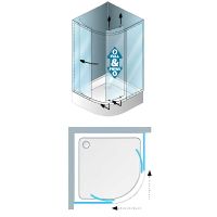 Душевой уголок Kolpa San Eco Quat TKP 80x80 515290 профиль Черный стекло прозрачное — фото 2, Душевые уголки четверть круга