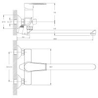 Товар: Смеситель для ванны Rossinka RS28-33 универсальный Хром - фото 2 Смеситель для ванны Rossinka RS28-33 универсальный Хром — фото 2, Для душа и ванны