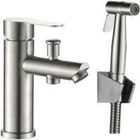 Смеситель для раковины Haiba HB12801 с гигиеническим душем Нержавеющая сталь — фото 1, Смесители для раковины