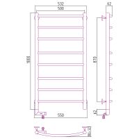 Электрический полотенцесушитель Сунержа Галант 2.0 1000x500 L 00-5200-1050 Хром — фото 4, Электрические полотенцесушители
