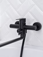 Смеситель для ванны Ростовская Мануфактура Сантехники SUS124BL-006EP универсальный Черный матовый — фото 3, Для душа и ванны