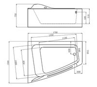 Акриловая ванна Gemy 170х130 G9056 K L с гидромассажем — фото 2, Ванны