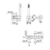 Встраиваемый смеситель для душа CEZARES LEAF-DIM3-D-L-01 — фото 2, Смеситель для душа