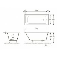 Чугунная ванна Delice Camelot 180x80 DLR230616 без отверстий под ручки и антискользящего покрытия — фото 2, Чугунные ванны