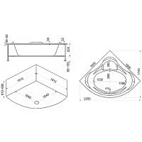 Акриловая ванна Bas Мега 160x160 В 00024 без гидромассажа — фото 3, Акриловые ванны