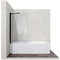 Шторка на ванну Ambassador Bath Screens 80х140 16041207 профиль Черный стекло прозрачное — фото 1, Неподвижные шторки для ванной