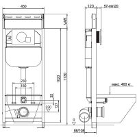 Инсталляция Aquanika Basic 10.702.45B.02.10 для унитаза с клавишей смыва Хром — фото 4, Инсталляции для унитазов