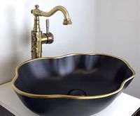 Товар: Раковина-чаша Bronze de Luxe 50 1395 Черная с золотым ободом - фото 5 Раковина-чаша Bronze de Luxe 50 1395 Черная с золотым ободом — фото 5, Раковины накладные