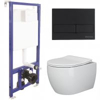 Комплект унитаза Ceramicanova Play CN3001 с инсталляцией Berges Novum L5 040215 с сиденьем Микролифт — фото 1, Комплекты унитаз + инсталляция