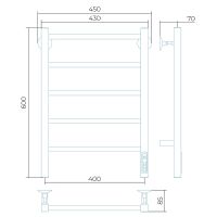 Электрический полотенцесушитель Larusso Феличия П5 400х600 4670078536297 Хром — фото 2, Электрические полотенцесушители