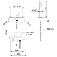 Смеситель для ванны Remer Edge Хром арт-EG502 — фото 2, Смеситель для ванны
