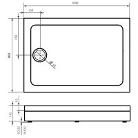 Акриловый поддон для душа Bas Олимпик 100х80 Белый арт-ПН00053 — фото 2, Акриловые душевые поддоны