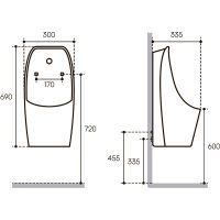 Писсуар Aqueduto Pro PRO0210 подвесной Белый глянцевый — фото 3, Писсуары