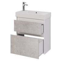 Товар: Тумба SLIM, 65 см, подвесная/напольная, 2 ящика, белый глянец / бетон - фото 10 Тумба SLIM, 65 см, подвесная/напольная, 2 ящика, белый глянец / бетон — фото 10, Тумбы под раковину