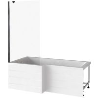 Шторка на ванну Good Door Screen 90 BS-90-C-B профиль Черный стекло прозрачное — фото 2, Неподвижные шторки для ванной