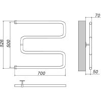 Водяной полотенцесушитель Grota Kamelo 500х700 Хром — фото 2, Водяные полотенцесушители