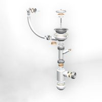 Сифон GRAND 3 1/2 с круглым переливом и винтом металл. с отводом (С.Н. 311-11-24) — фото 1, Сифоны для кухонной мойки