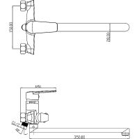 Смеситель для ванны Swedbe Mars 1750 универсальный Хром — фото 4, Смеситель для ванны