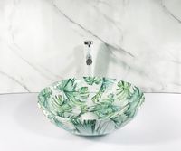 Раковина-чаша Bronze de Luxe 40 3008 Белая Зеленая — фото 3, Раковины накладные